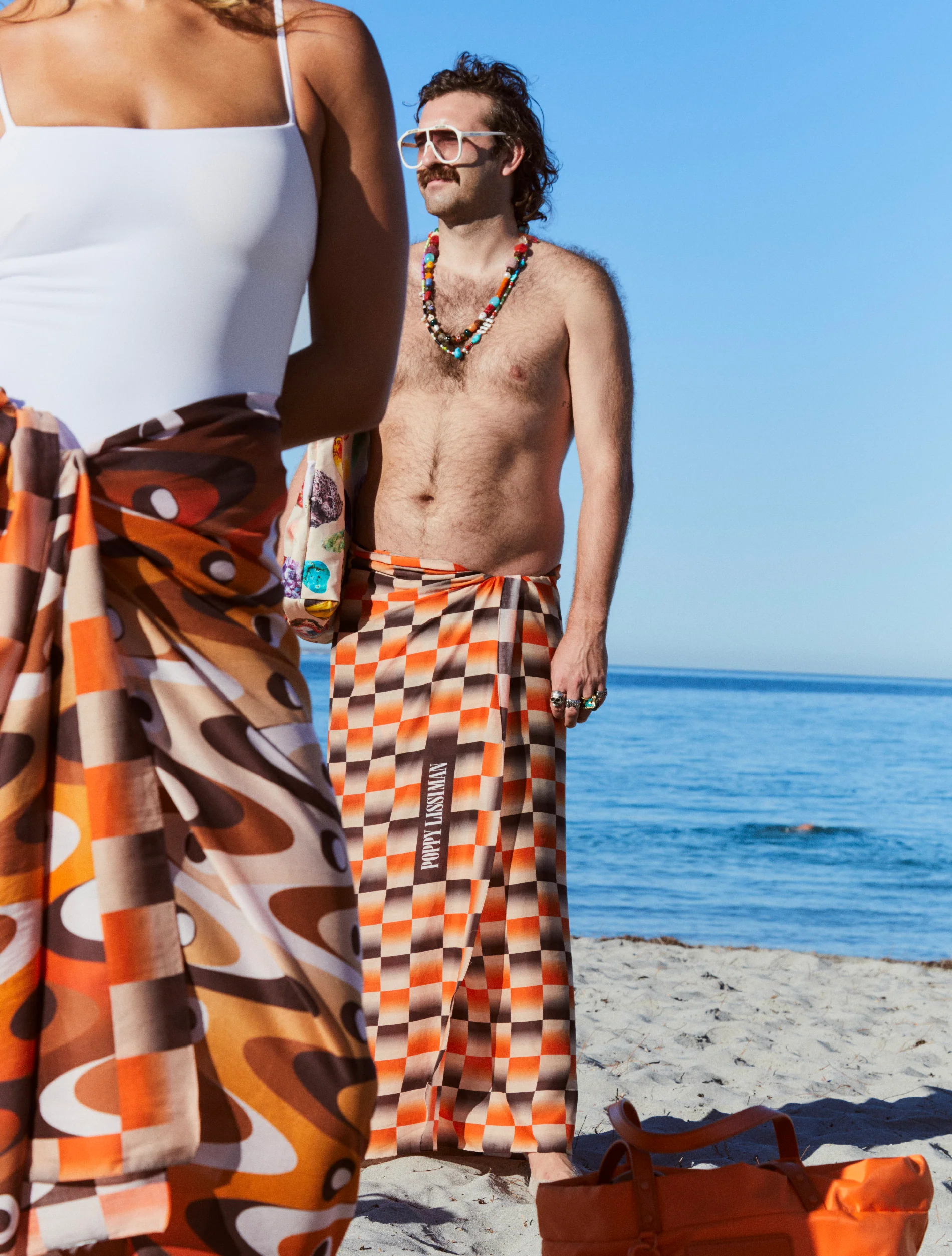 Check M8 Orange Sarong - Image 3