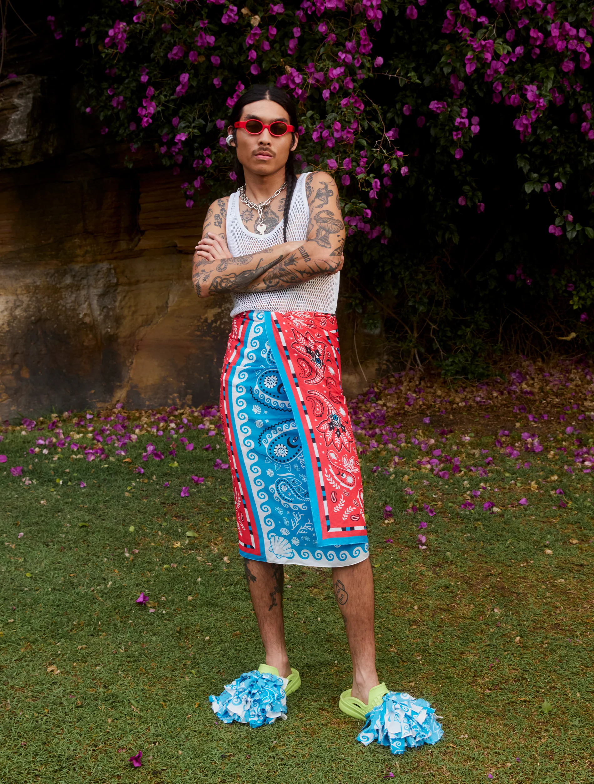 Red Blue Bandana Sarong - Image 4