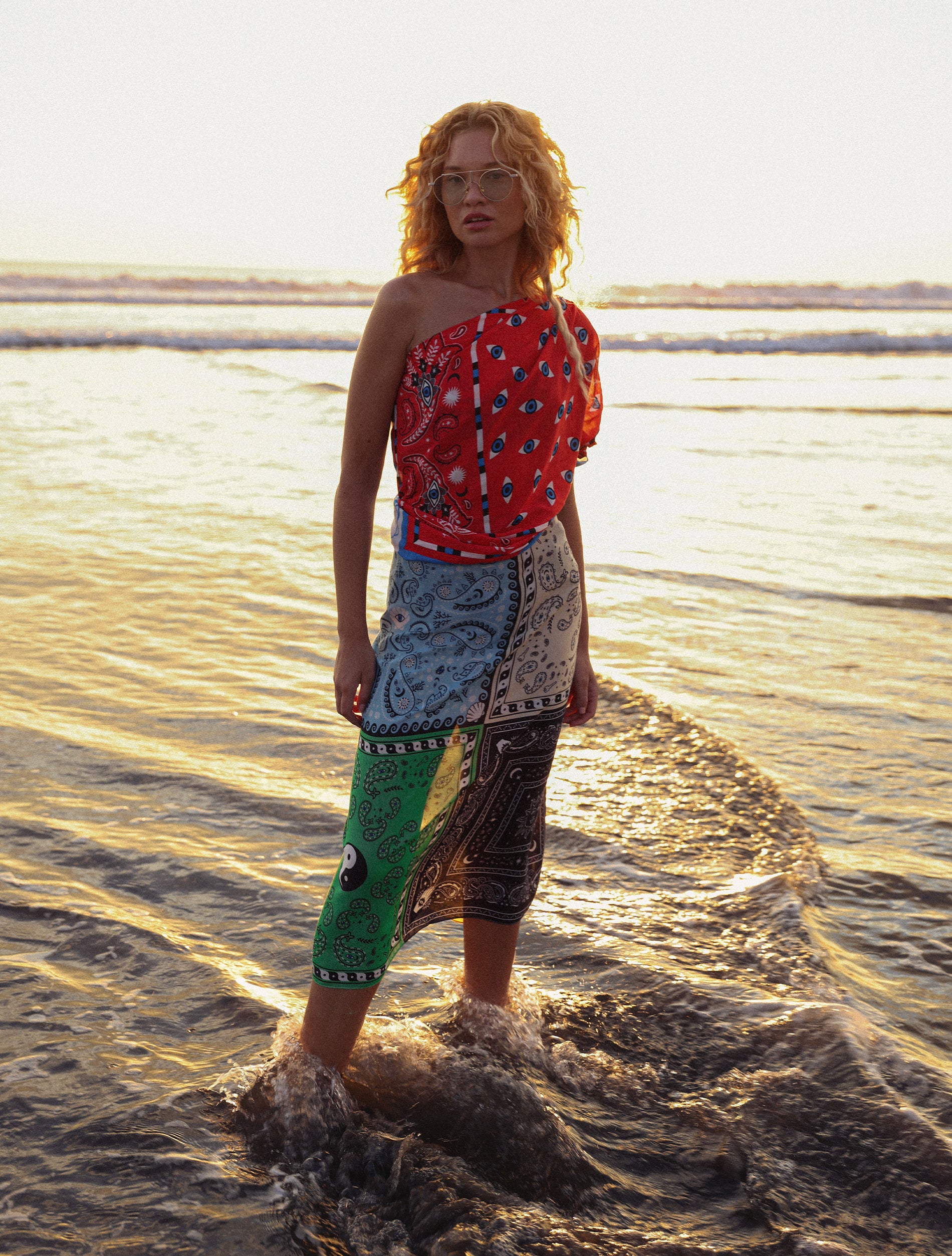 Red Blue Bandana Sarong - Image 5