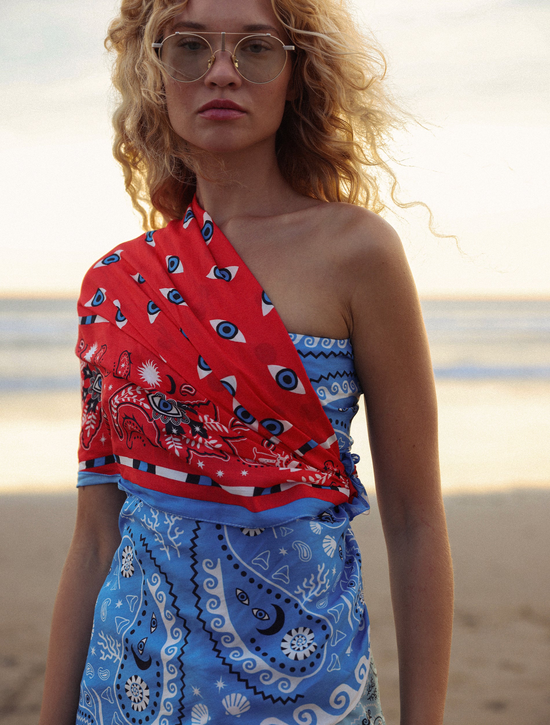 Red Blue Bandana Sarong - Image 9