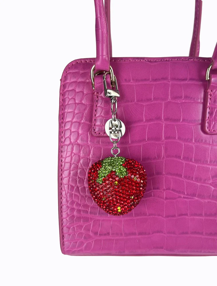 Rhinestone Strawberry Keychain - Image 3