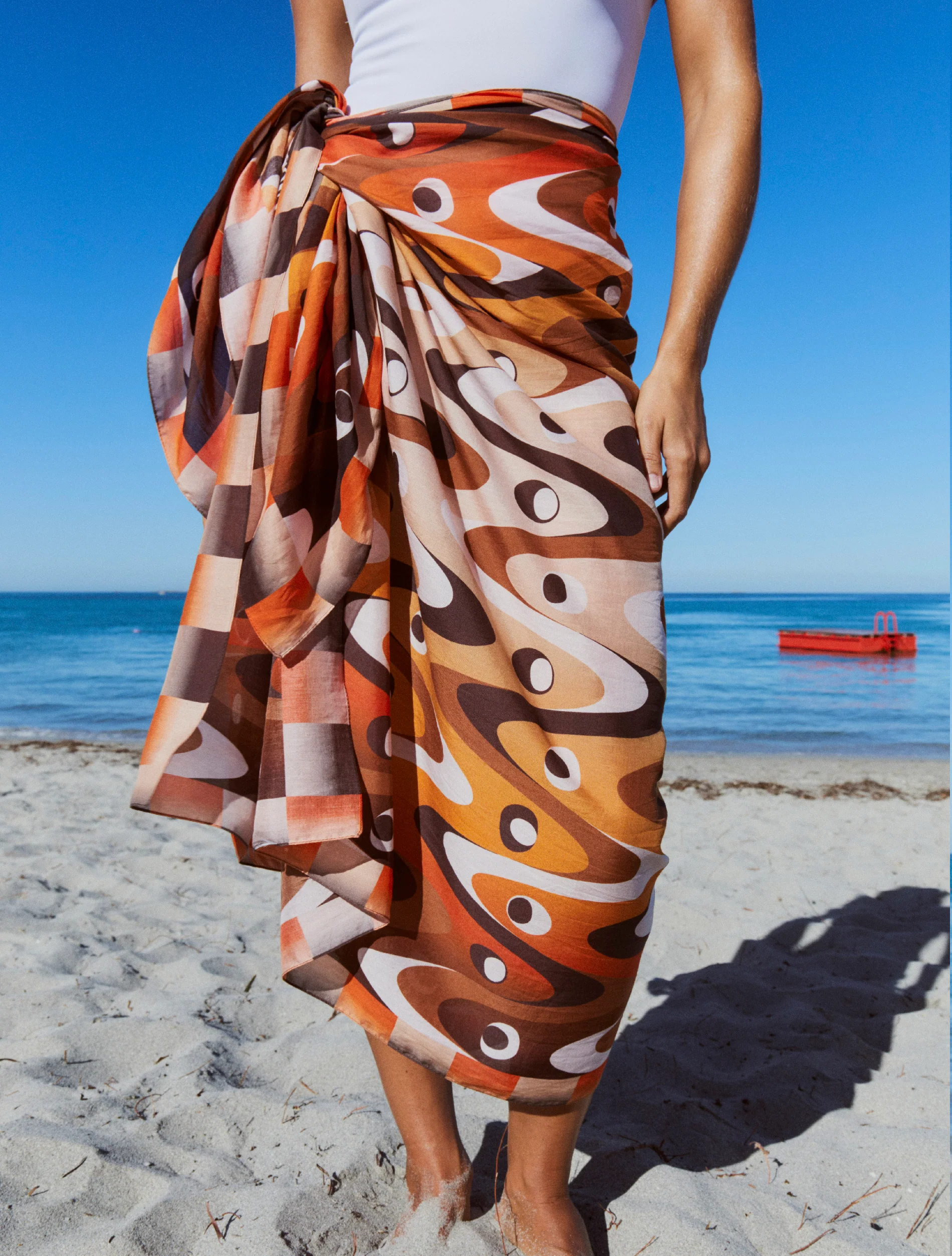 Squiggle Orange Sarong - Image 5